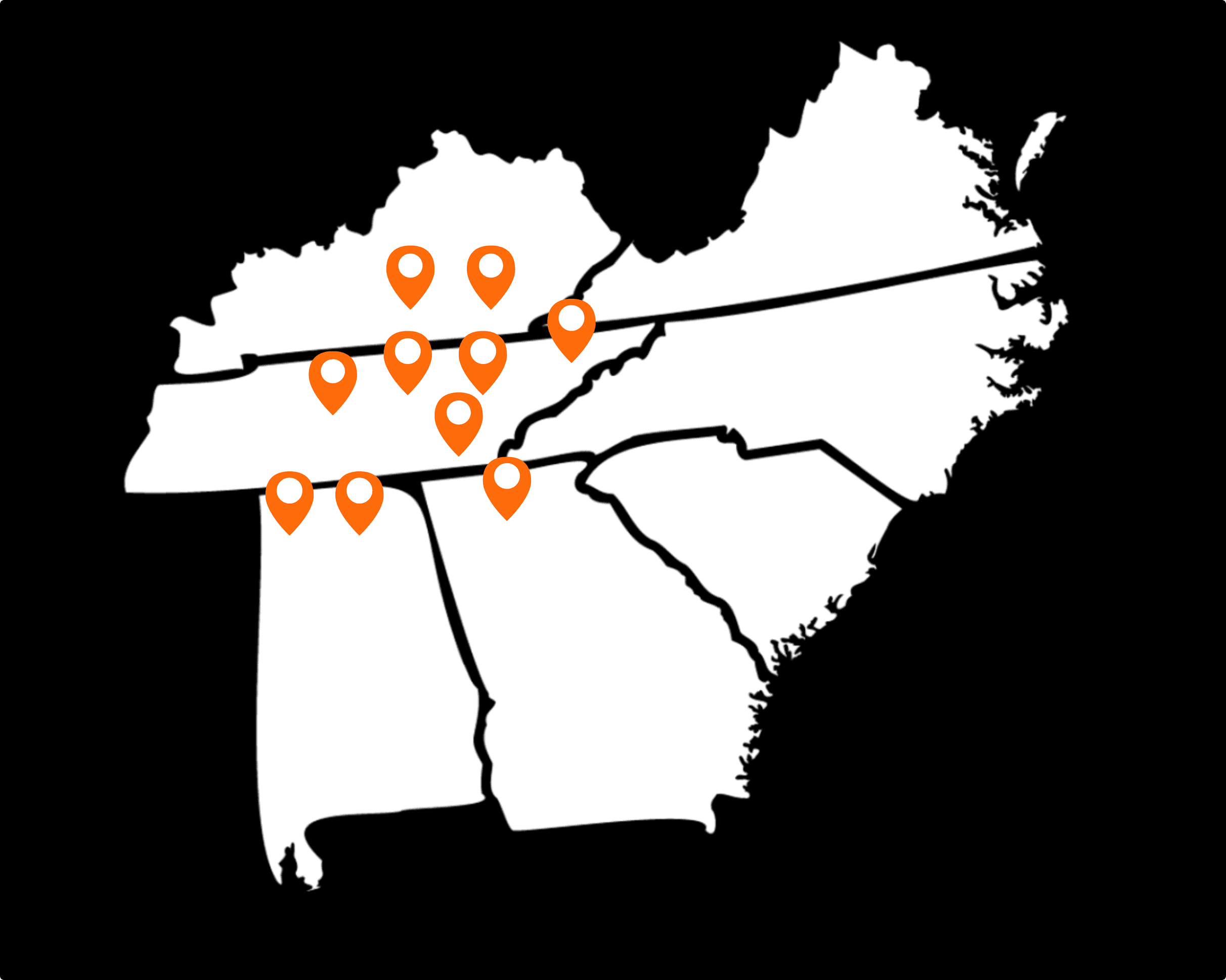 Map for Serving the entire Midsouth.